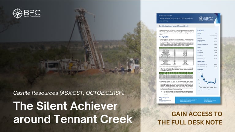 Castile Resources (ASX:CST, OTCQB:CLRSF): The Silent Achiever around Tennant Creek
