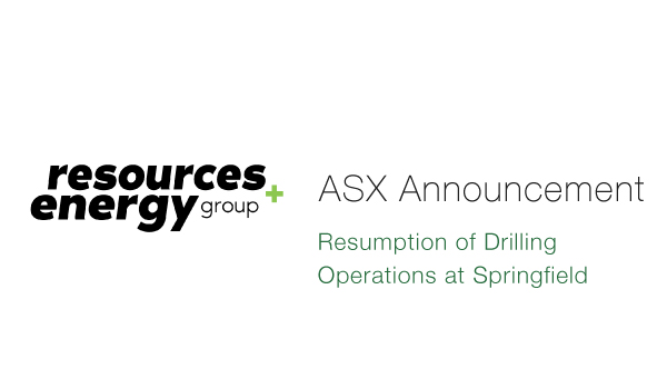 Resources & Energy Group (ASX:REZ) - Resumption of Drilling Operations at Springfield