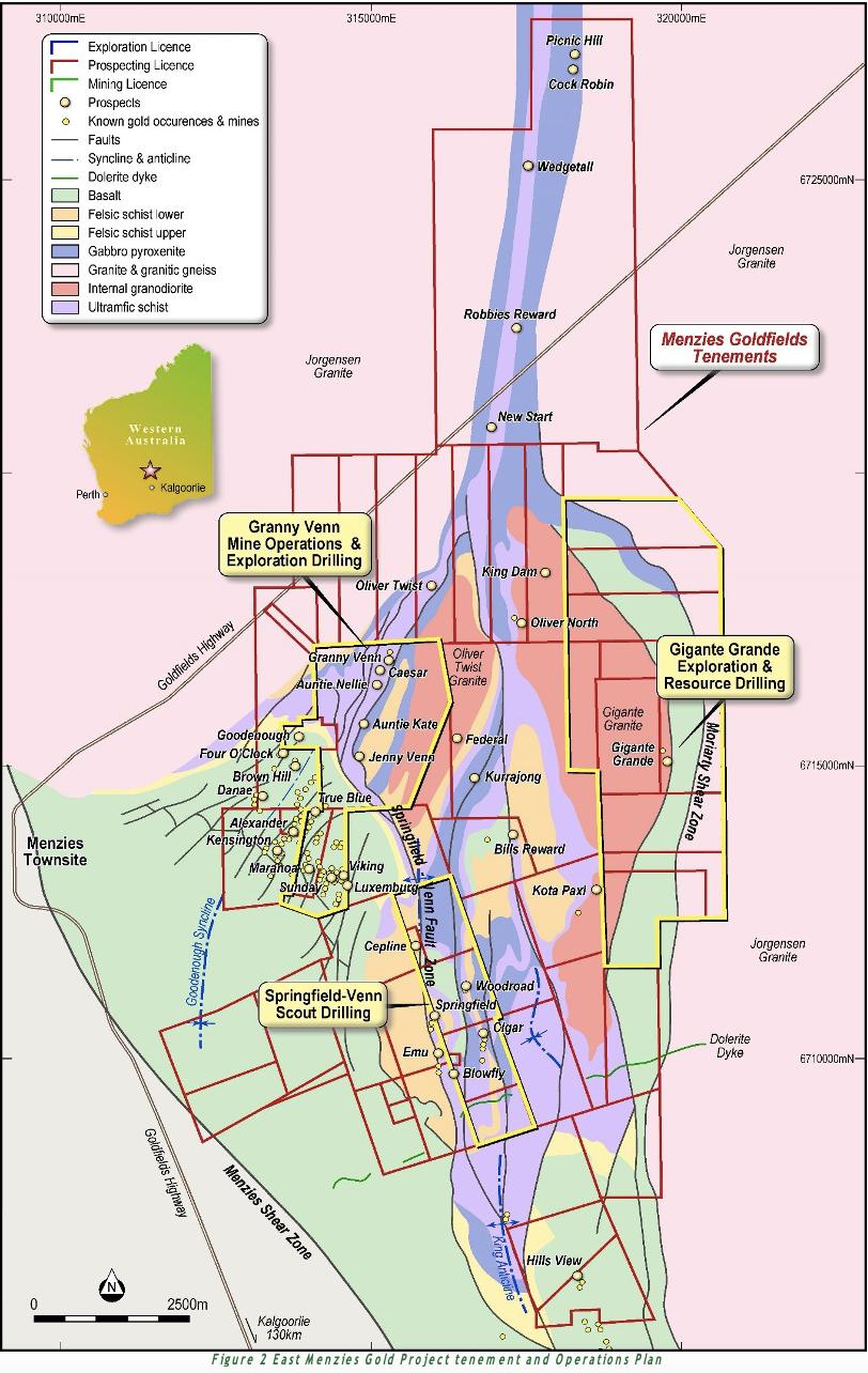 Figure 2 East Menzies Gold Project tenement and Operations Plan