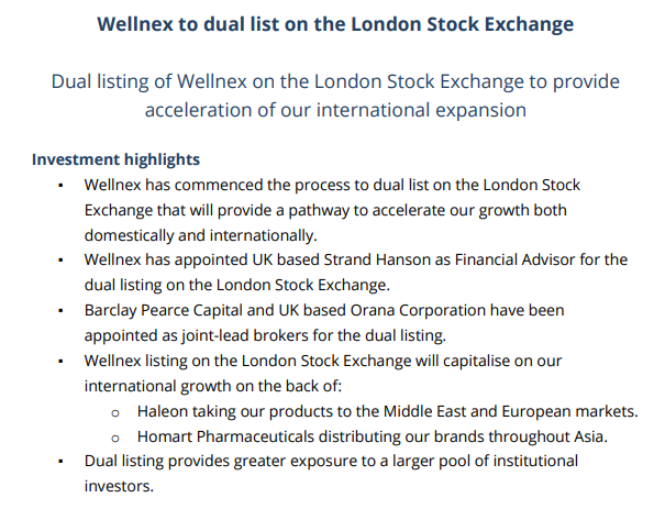 wellnex LSE